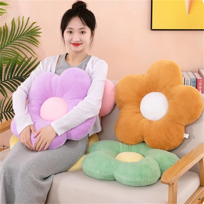 

Cushion Flower Circular Shape Wool Cloth with Soft Nap Office Classroom Chair Cushion Couch Pillow Bedroom Floor Winter Thick