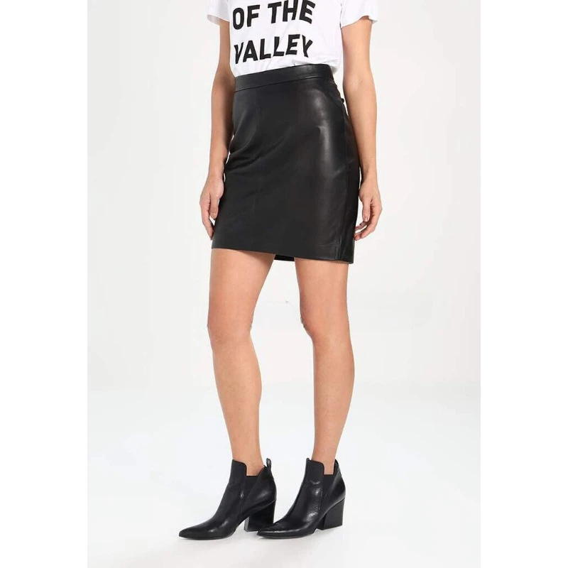 Premium Women Black Casual Short Skirt Genuine Sheepskin Pure Leather Skirt