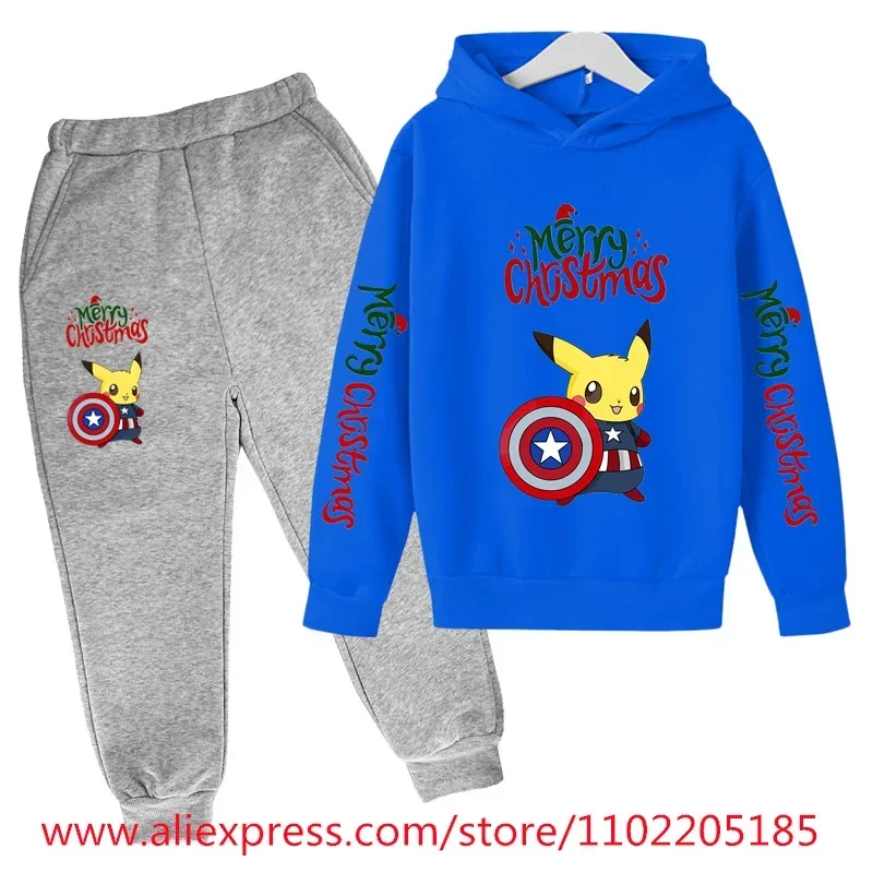 thumbnail image 1 of Christmas Hoodie Set Kids Clothes Girls Hooded Tracksuit Boys Santa Claus Sweatshirt 2pcs Children Stranger Things Clothing, 1 of 5