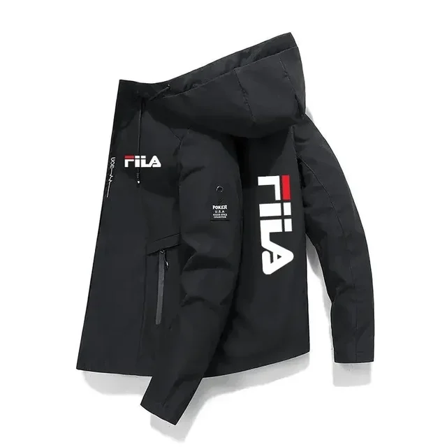 سترة بيسبول بغطاء للرأس بسحاب عالي الجودة مطبوعة لعام 2025 للرجال، سترة بأربعة خريف، سترة عصرية بسحاب مقاومة للرياح للرجال، كاجوال 1