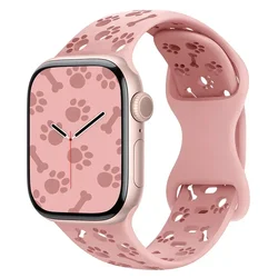 Silicone Dog Paw Print Watch Band Bracelet for 42-44-45-49mm S10-46 (03 pink)