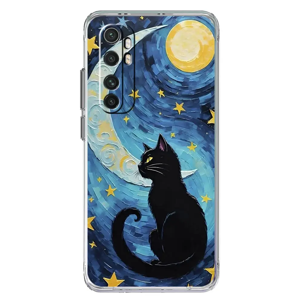 Cat Van Gogh Starry Sky Clear Phone Case Cover