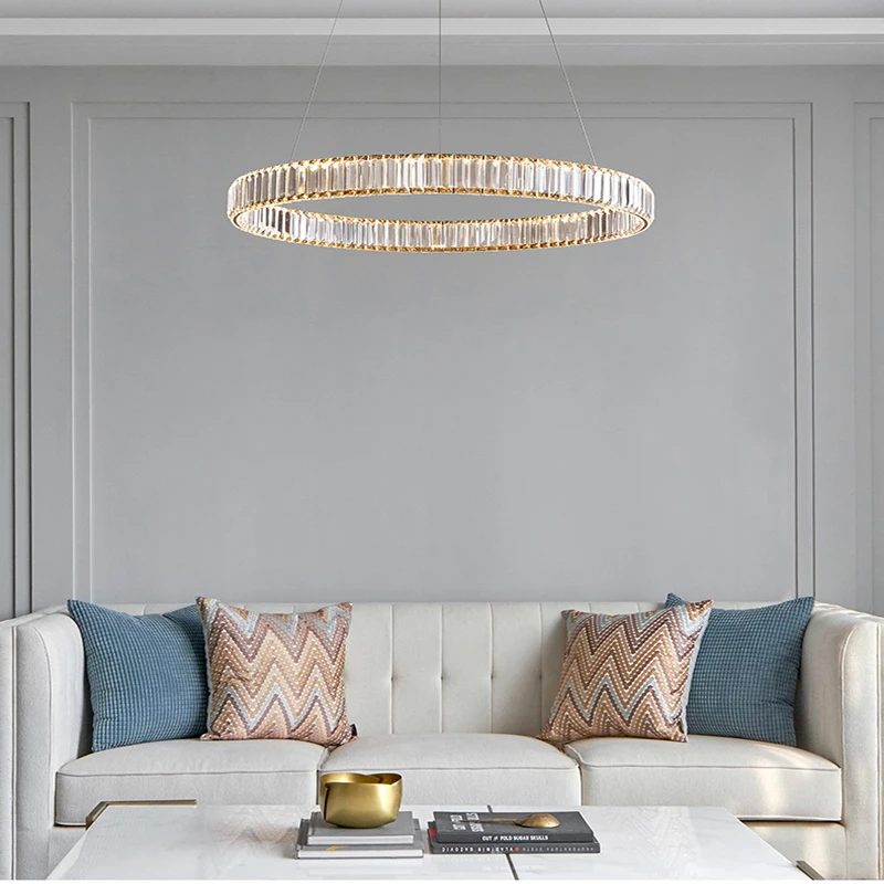 Living room chandelier atmosphere simple ring Crystal bedroom restaurant creative personality designer lamps