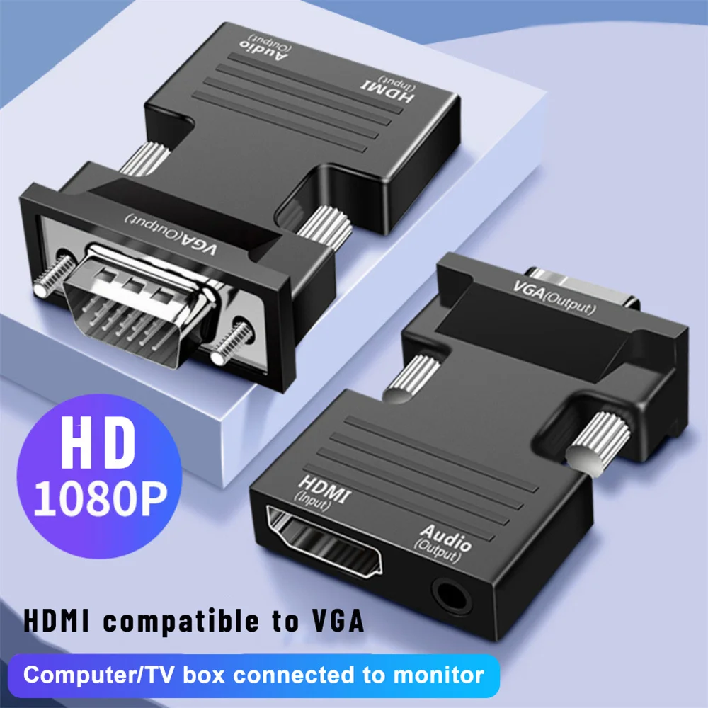 

VGA To HDMI-compatible Adapter Converter With 3.5mm Audio Cable For PS4 PC Laptop TV Monitor Projector 1080P HDMI to VGA Adapt