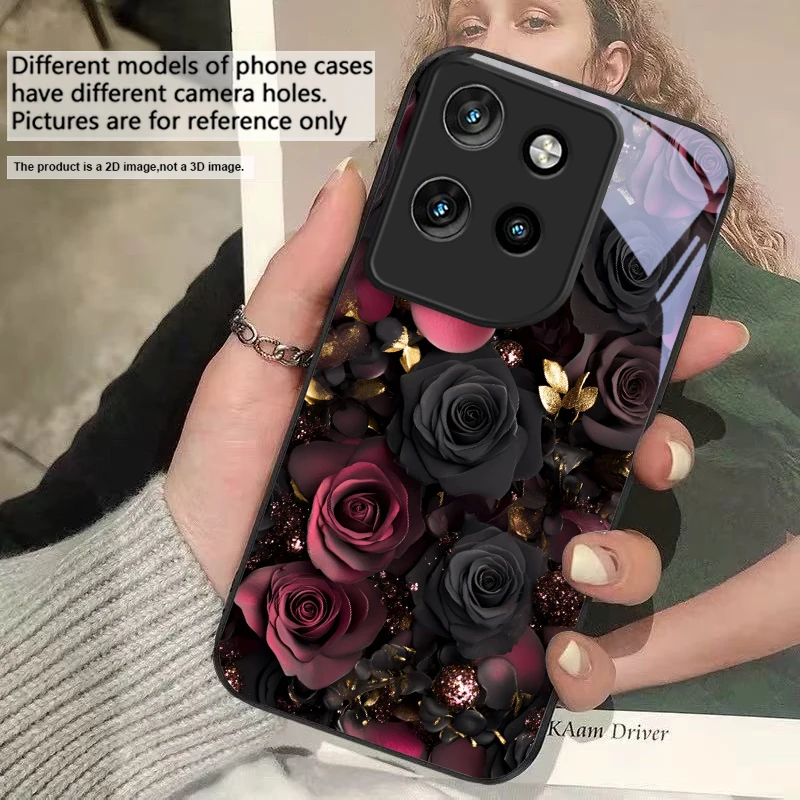 Wine Red Floral Petals Glass Phone Case