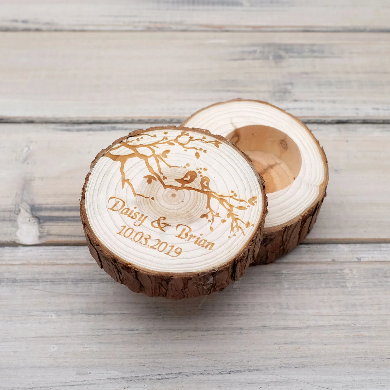 Personalized Wedding Ring Bearer Box Rustic Wedding Wood Ring Box Holder Custom Proposal Ring Holder Rustic Wooden Ring Box