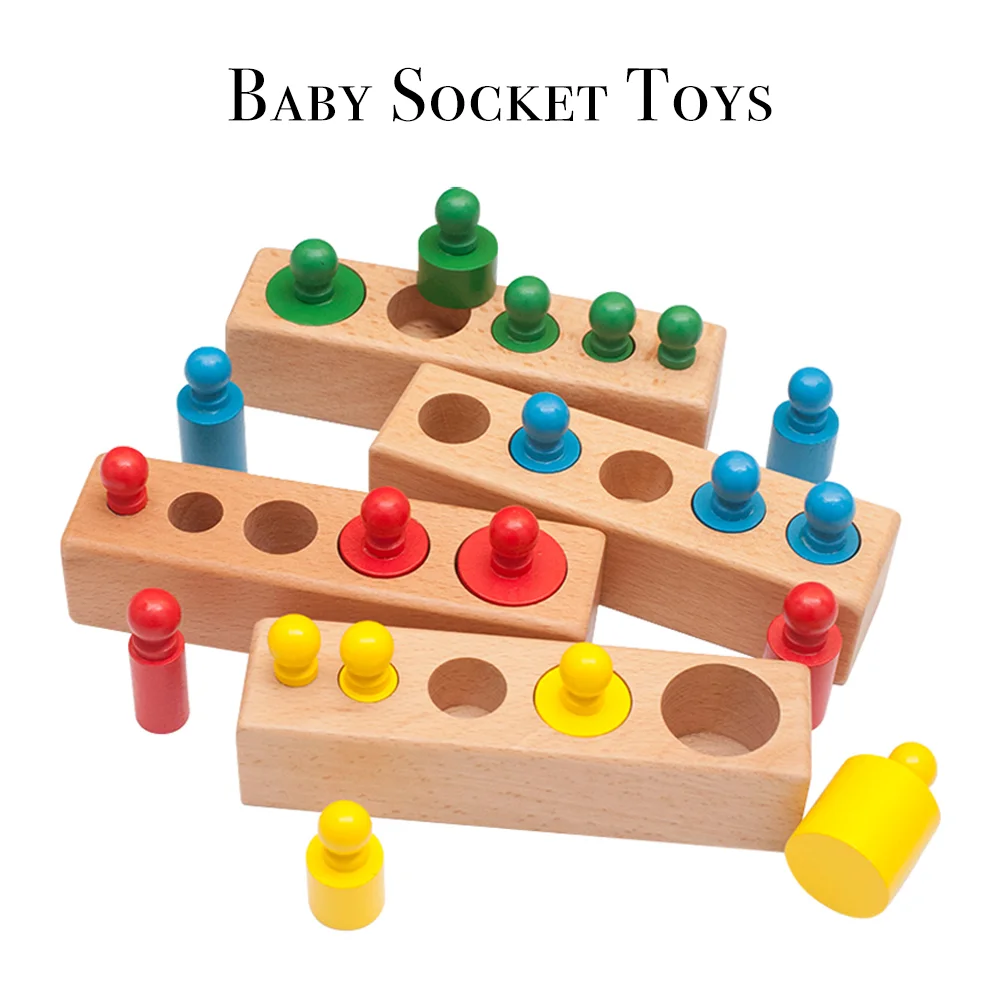 Baby early education intellectual development toys Montessori cylinder socket sensory color cognitive blocks educational toys
