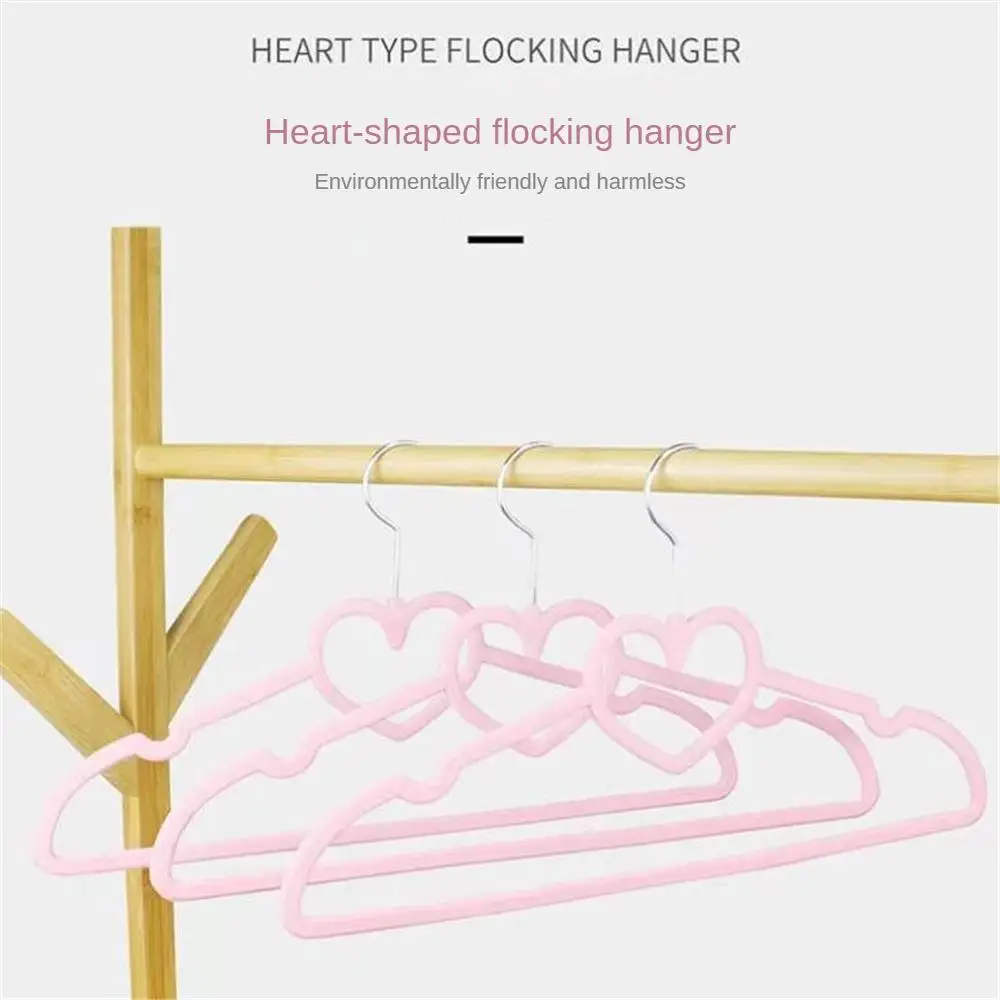 Heart-shaped Flocking Hanger Non-slip Cute Bow Design Simple Creative Hanger Anti-drop Storage Rack 2