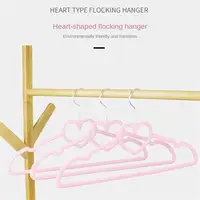 Heart-shaped Flocking Hanger Non-slip Cute Bow Design Simple Creative Hanger Anti-drop Storage Rack 2
