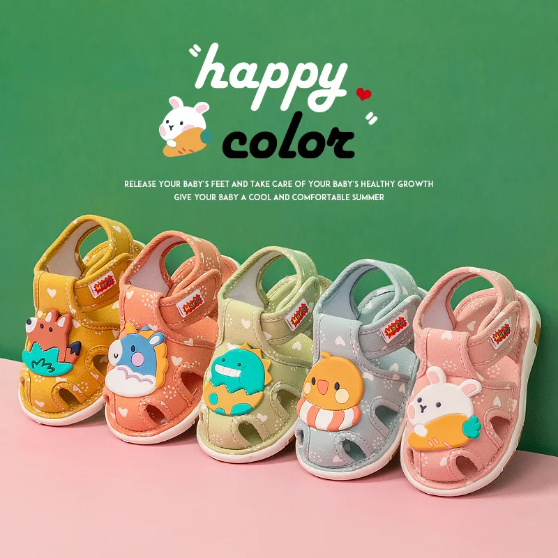 Baby Cartoon Shoes for 0-3 Years Old Bibi Sound Toddler Sandals First Walker Spring Autumn Soft Sole Slippers Infant Supplies