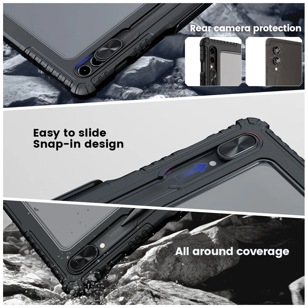 Tablet Case For Samsung Galaxy Tab S9 Ultra S9 S9 Plus S9 FE Plus Nillkin Bumper Leather Multi-angle Folding Style
