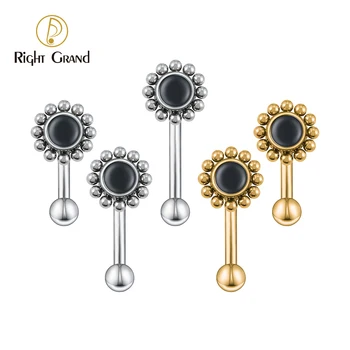Right Grand ASTM F136 Titanium 16G Flower Rook Earring 6mm 8mm 10mm Curved Barbell Rook Piercing Jewelry