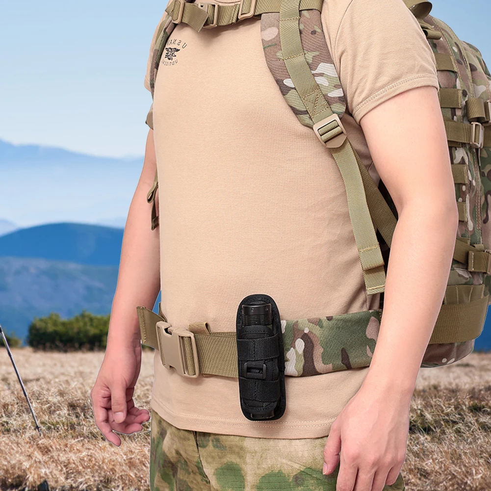 Tactical Flashlight Belt Pouch 360 Degree Rotatable Flashlight Pouch Anti Scratch Multifunction for Outdoor Activities