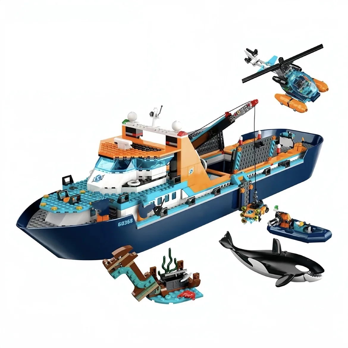 

Arctic Explorer Ship Compatible 60368 City Building Block Toys for Boys Girls Floatable Boat Bricks ROV Sub Constructor Gifts