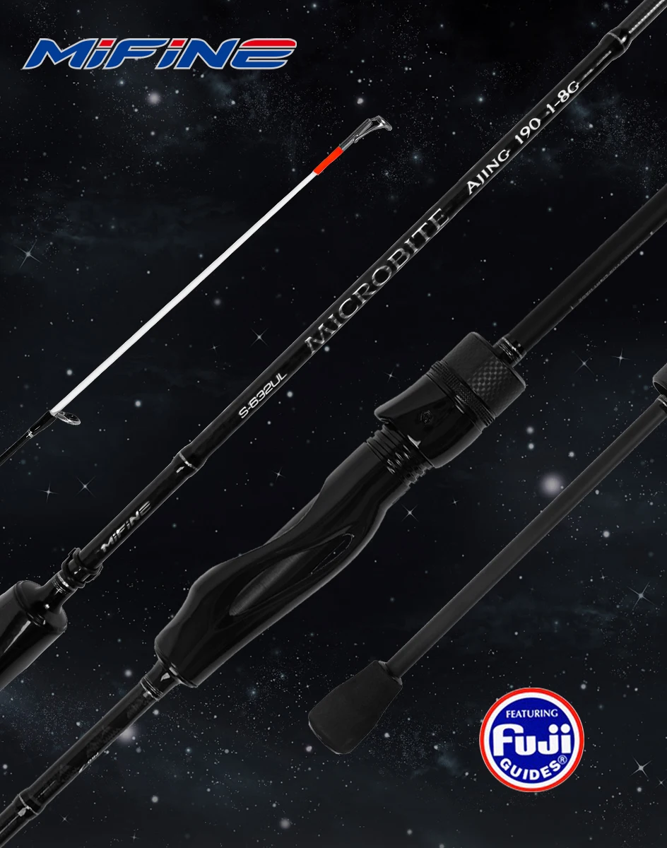 Mifine MICROBITE AJING Ultraleichte Spinnrute 40T Power UL/L 1-5g/1-8g/2-10g für Forellen- und Barschangeln mit Tubular-Spitzen – Detail 1