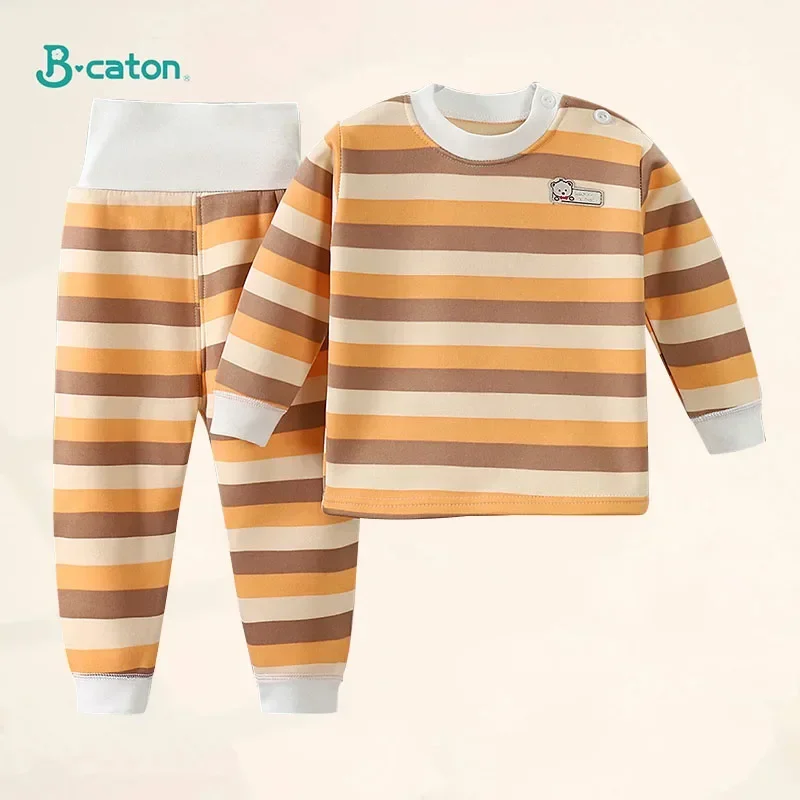 Children Clothes Autumn Winter Thicken Warm Plush Underwear Suits Boy Girl Tops Hight Waist Pants