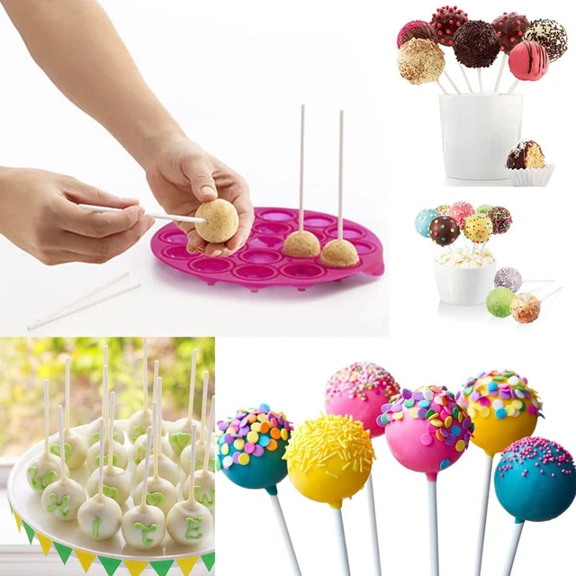 Cake Pop Sticks and Bag Cake Pop Sticks and Wrapper Set Each of 100 Pieces  Parcel Bags Treat Sticks and Colorful Metallic Wire for Lollipops Candies