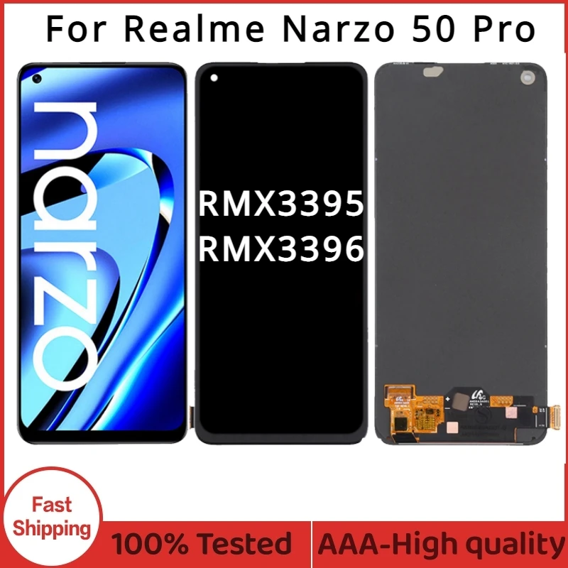 

6.4'' AMOLED For OPPO Realme Narzo 50 Pro RMX3395 RMX3396 LCD Display Touch Screen Digitizer Assembly