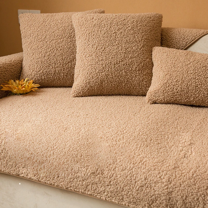 Soft Plush Sofa Cover for Living Room Decoration Furniture Universal Corner Towel Nonslip Soft Couch Cushion Thick Solid Winter 4