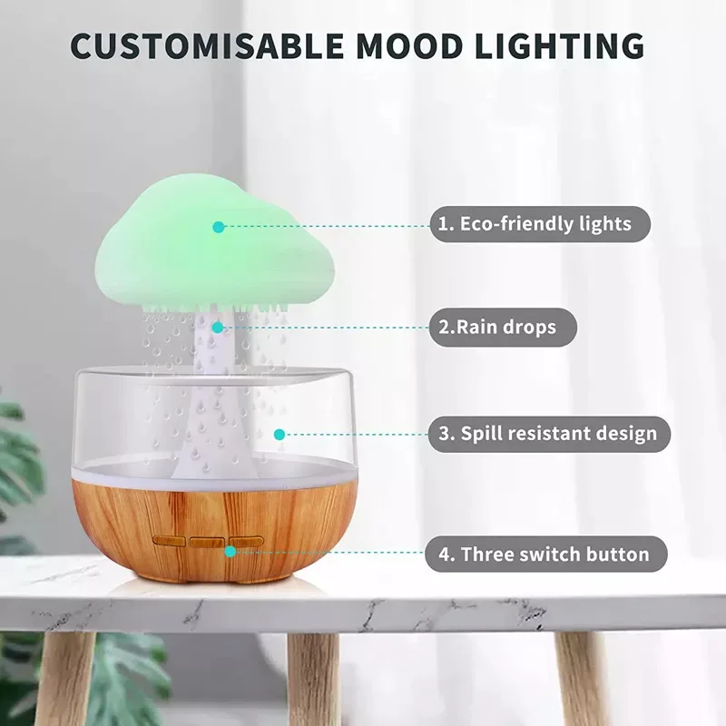 Rain Cloud Humidifier with Water Drop Sound