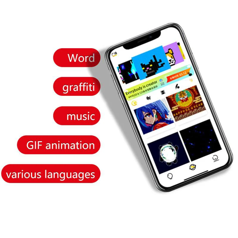 LED Message Board LED Display Board 64*64 LED Display Screen Car Rear Window Billboard Bluetooth APP Control Full Color Lighting Show Expression Screen Panel
