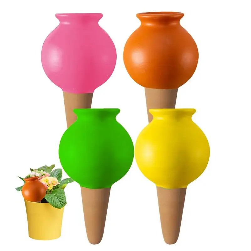 

Automatic Watering Stakes 4pcs Automatic Plants Irrigation Spikes Travel-Friendly Gardening Irrigation Spikes With Bottom Small