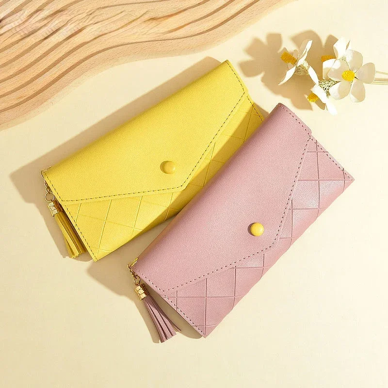 

Cross-border New Women's Long Purse Handbag Cover Tassel Change Clip Multi-card Large Capacity Women's Bag