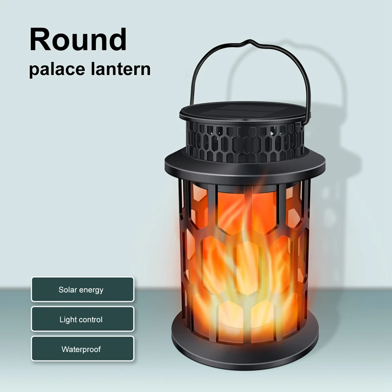LED Hanging Solar Flame Light Lawn Lamp LED Atmosphere Candle Light Outdoor Camping Landscape Courtyard Garden Decoration