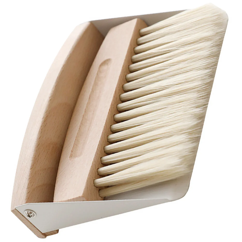 

Window Cleaner Mini Dustpan Brush Set Wood Small Metal Pan Natural Table Handy Brush Sweeping Home Kitchen Car Office Storage