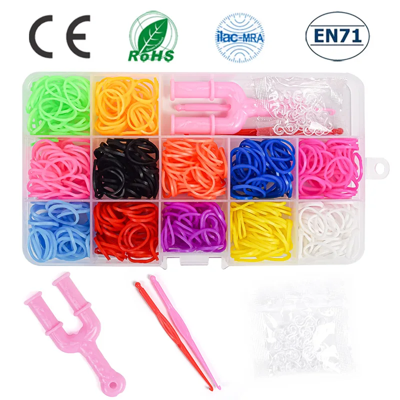 Elastic Rubber Bands DIY Tool Set Colorful Weave Machine Bracelet Handicraft Kit for Girls Kids 7 8 10 Years Loom Band Kit Weaver Jewellery Making Friendship Bracelet Rubber Band Bracelet Model Craft Tools