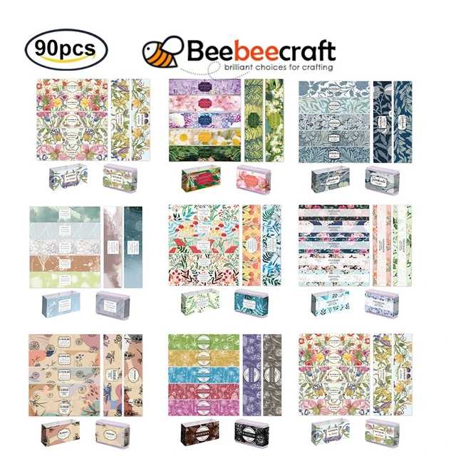 9 Styles Flower Wrap Tape, 90pcs Handmade Soap Wrapper Vintage