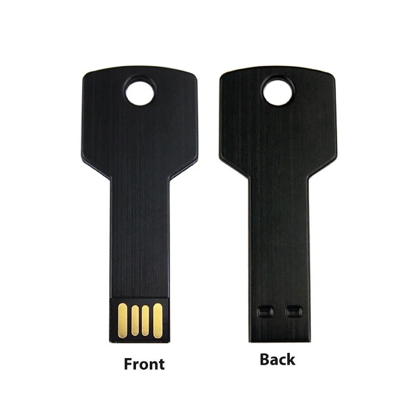 Metal Key Shape USB Flash Drive 64GB Black Silver Stick Real Capacity Storage Devices High Speed