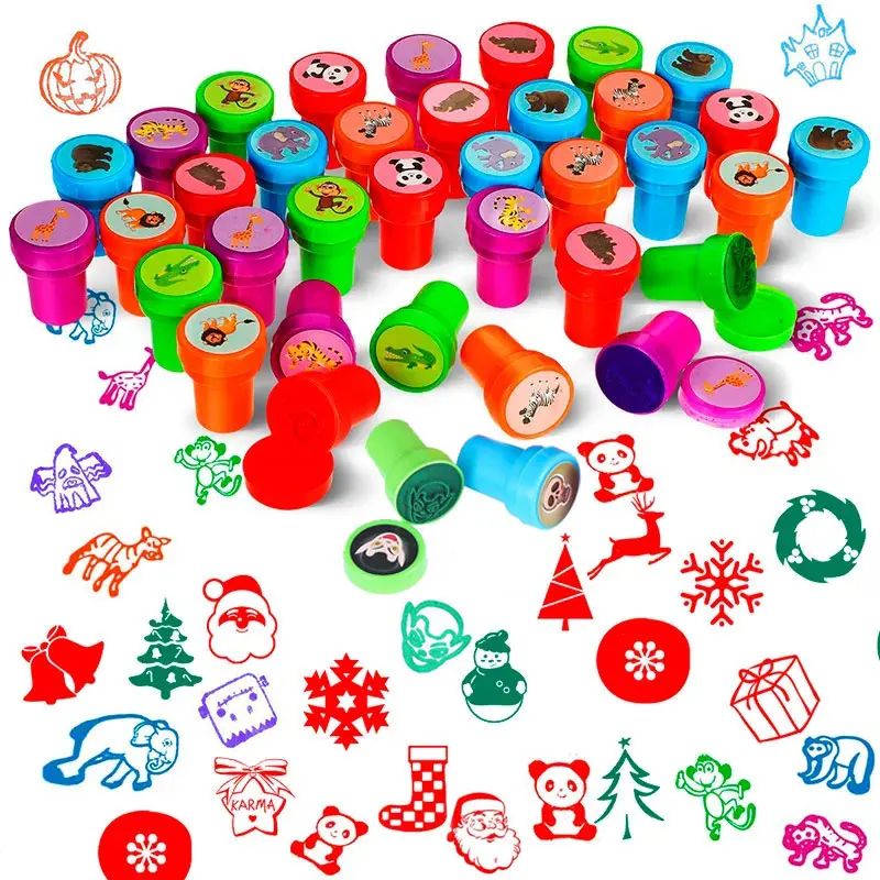 Assorted Stamps Self-ink Stamps Children Face Seal Scrapbooking DIY Painting Photo Album Decor for Kids 10pcs