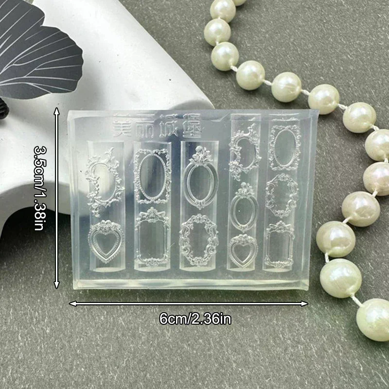 Mini Photo Frame Shape Silicone Nail Mold Nail Stamping Nails DIY Nail Salon Design Stereoscopic Manicure Art Tool