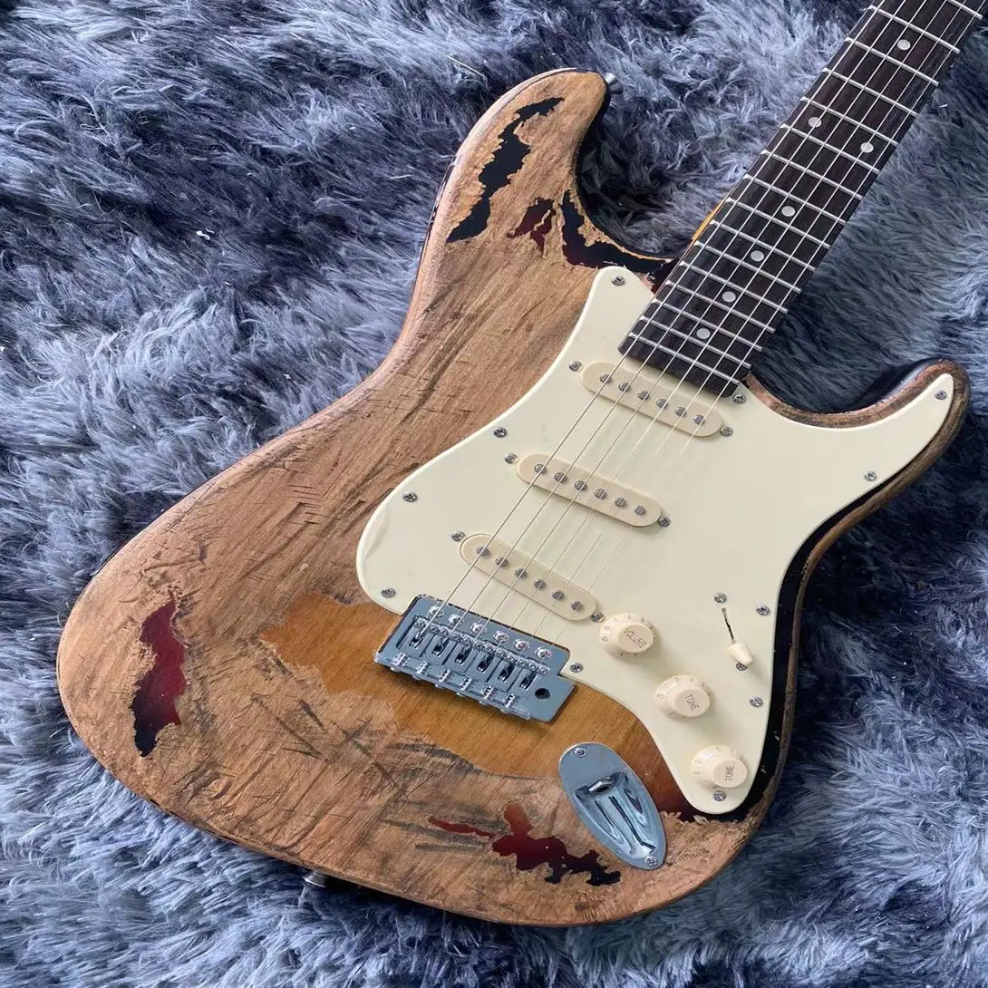 6 string retro electric guitar, sun chrome plated hardware retro tuner