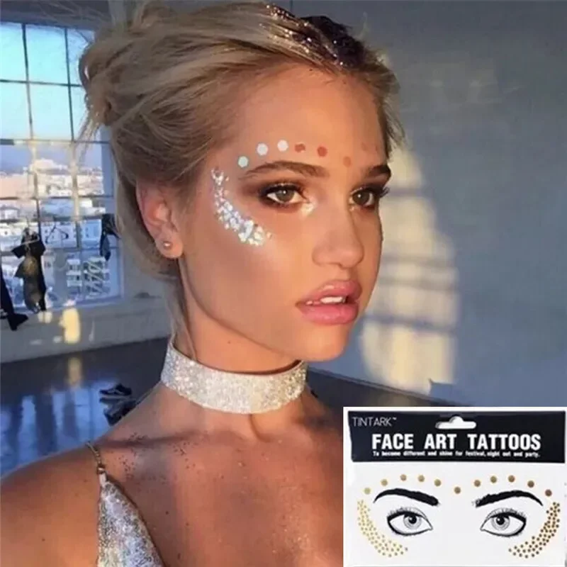 Gold silver Face Tattoo Diamond Makeup Eyeliner Eyeshadow Face Sticker Jewel Eyes Makeup Crystal Eyes Sticker
