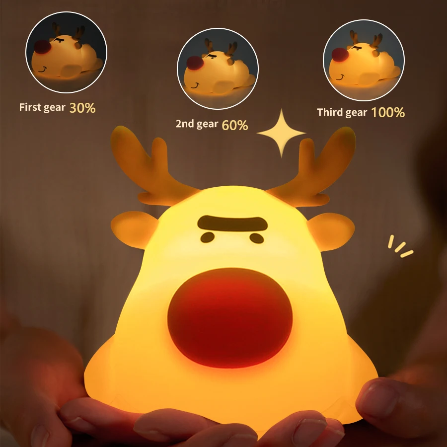 Rechargeable Christmas Table Lamp table lamp led night lamp Led Night Light Rudolph Reindeer Cartoon Halloween Lighting Desk Bedroom Decor Pumpkin Gifts