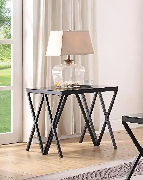 

Elegant Black and Magenta ACME 87156 Glass End Table with Modern Design and Tempered Glass Top