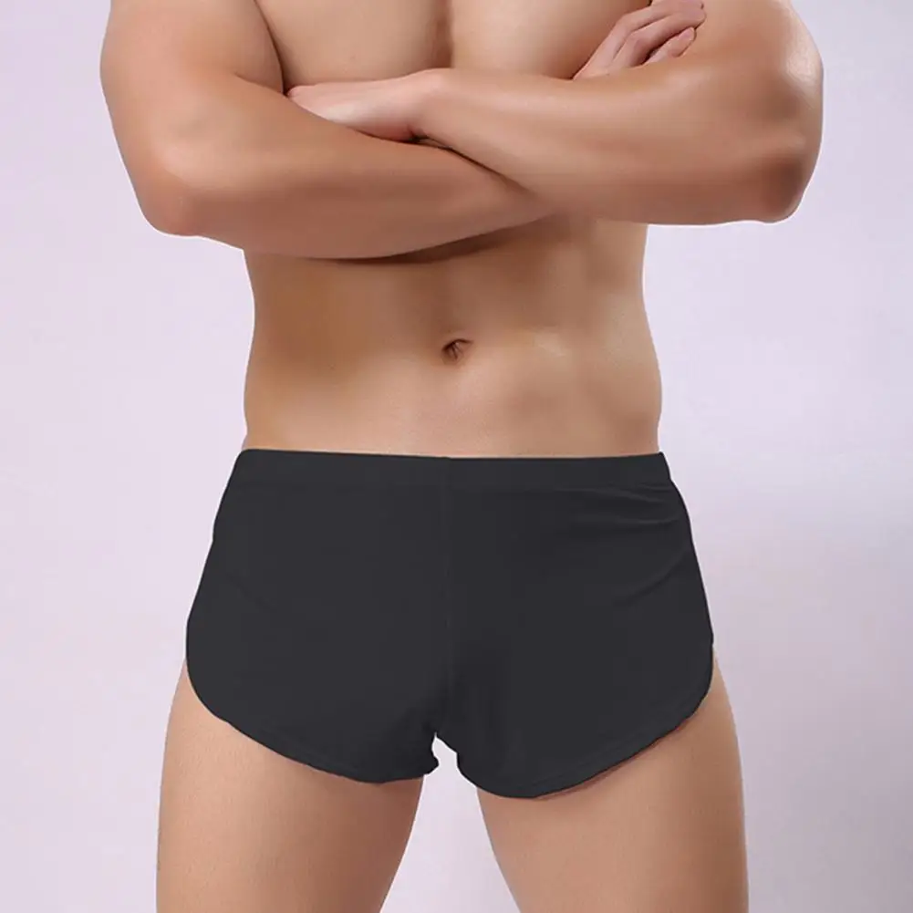 

Мужское нижнее белье, мужские сексуальные трусы-боксеры с низкой посадкой и эластичным поясом, однотонные боксеры с полным покрытием бедер для комфорта