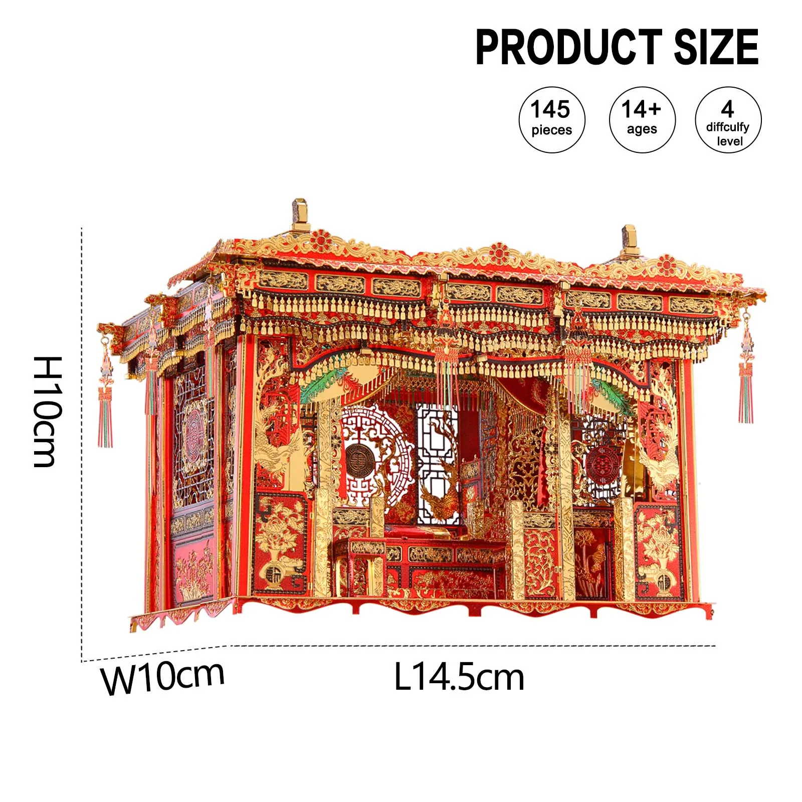 Piececool 3d Puzzle Wedding Bed Metal Model Kits DIY Set Chinese Style Toys for Adult Jigsaw for Relaxtion 3