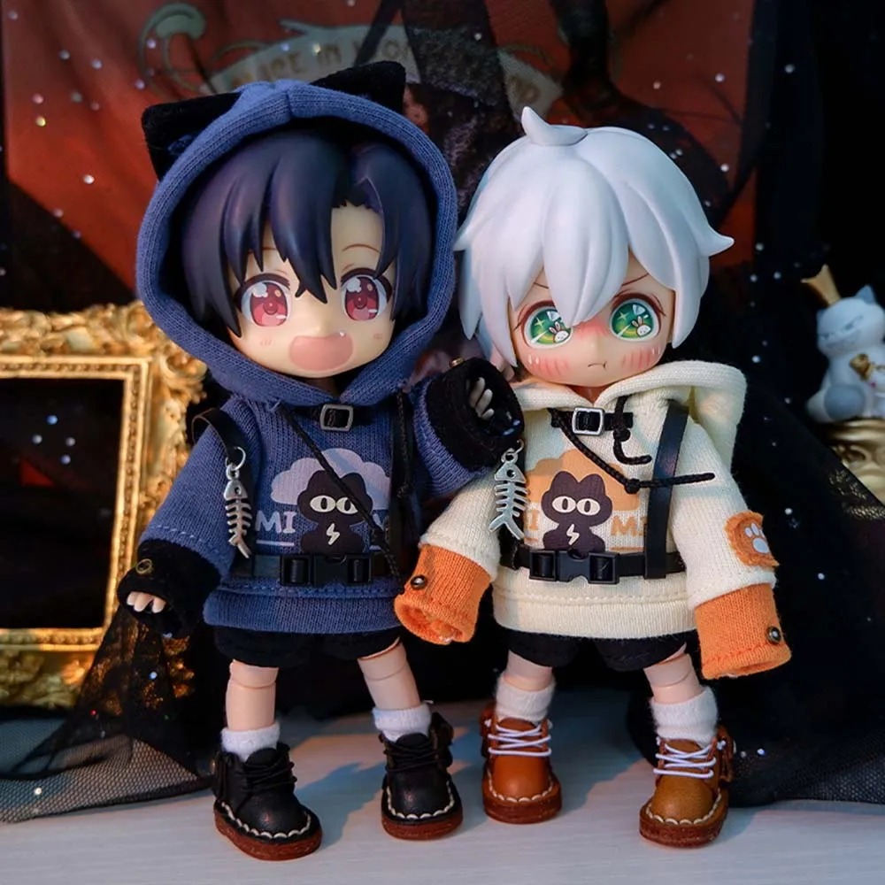 OB11 Doll Cothes Halloween series Set Spliced Long-sleeved Sweater Cute Lightning Cat Hat For Molly GSC YMY P9Body 1/12 UF Doll 2