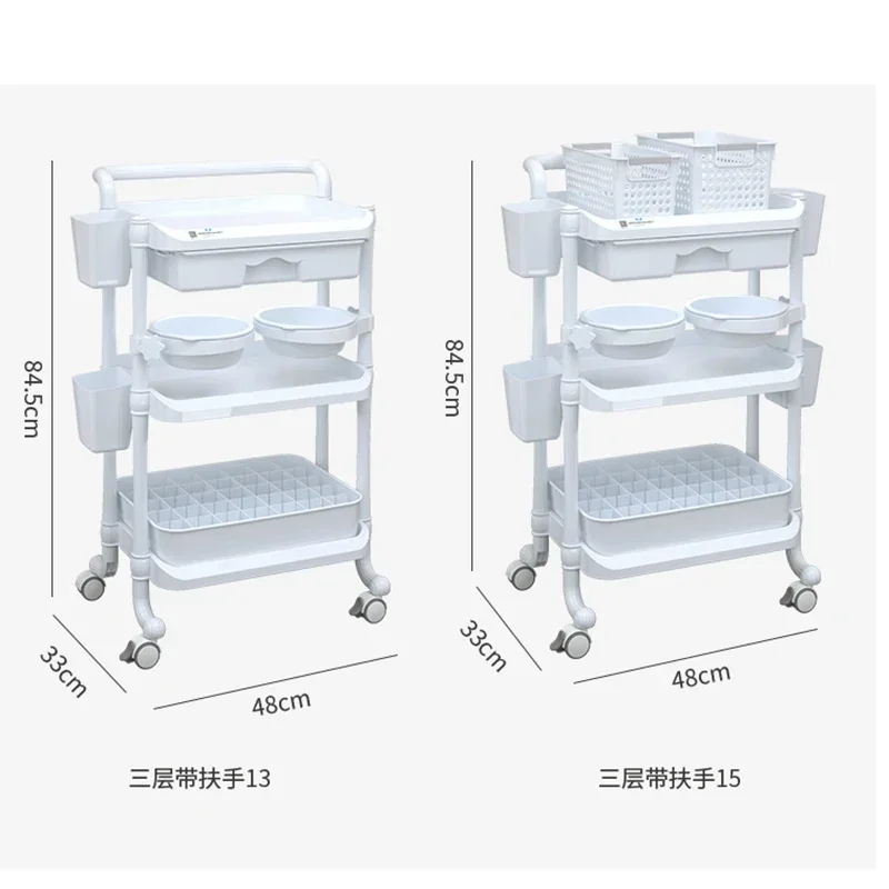 Beauty Salon Cart Auxiliary Car With Wheels Mobile Food Serving Hairdresser Trolley Rollers Removable Storage Furniture Tool