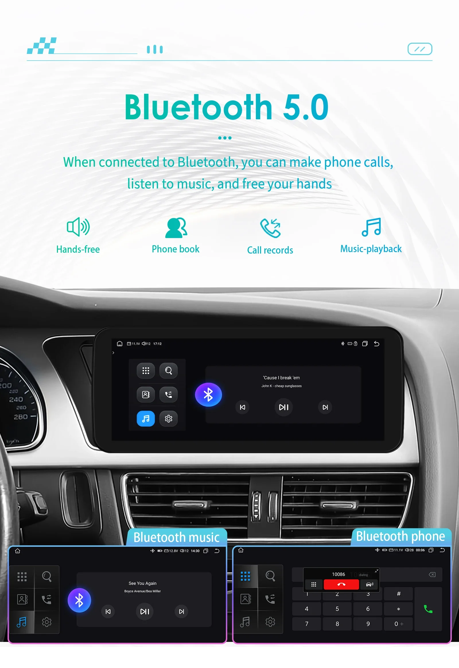 10,25 Zoll Hizpo Android Autoradio für Audi A4 A5 B8 S4 S5 2009 - 2016 Intelligenter Bildschirm RDS GPS SWC BT 4G Auto CarPlay Multimedia – Detail 19
