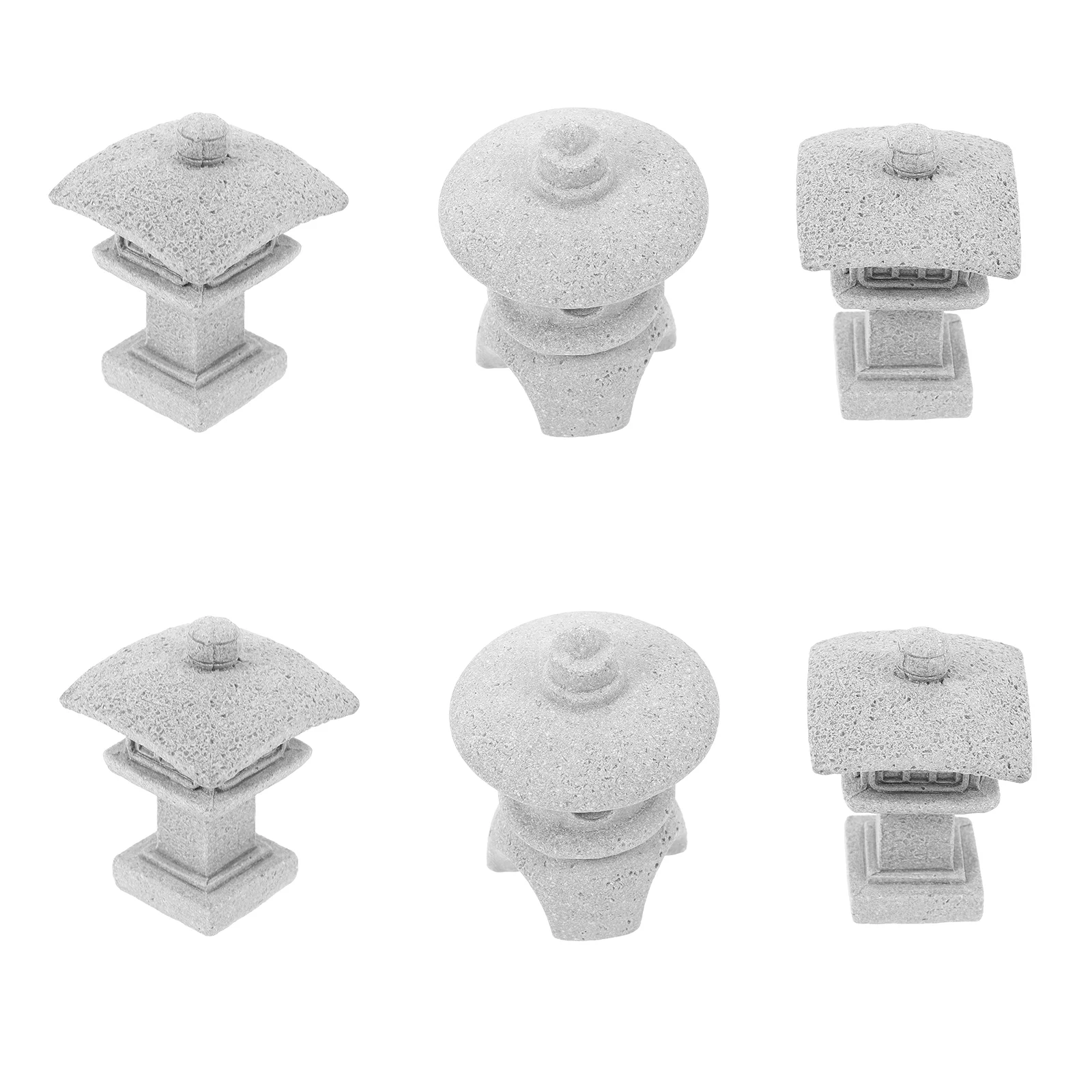 

6 Pcs Stone Lantern Ornaments Mini Pagoda Desktop Simulation Pavilion Model Tabletop Tiny Statue Decor Gazebo Miniature
