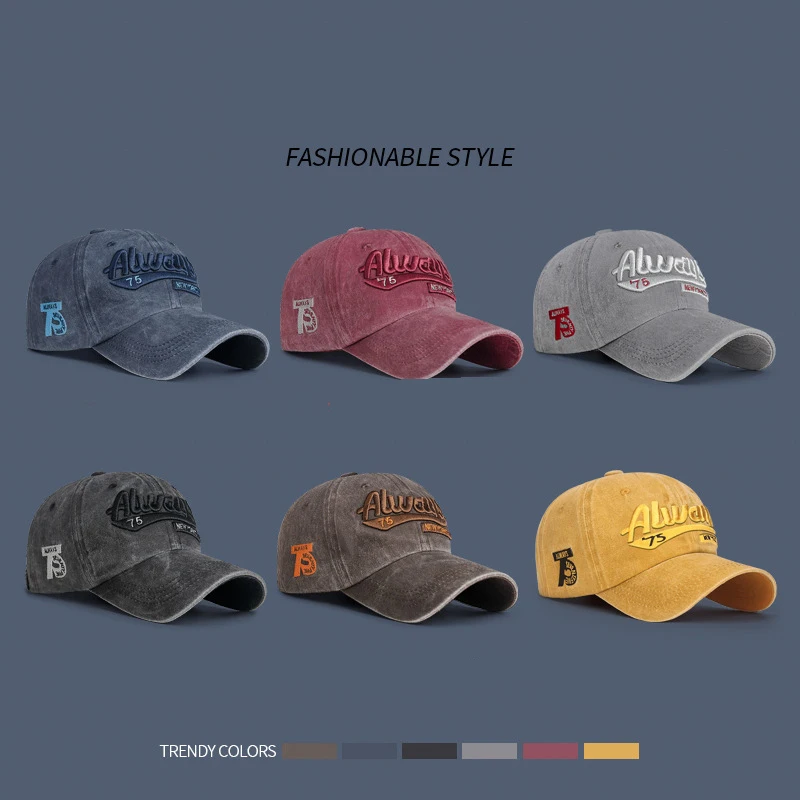 Baseball Cap Men's Three-Dimensional Embroidery Soft Cotton Distressed Faded