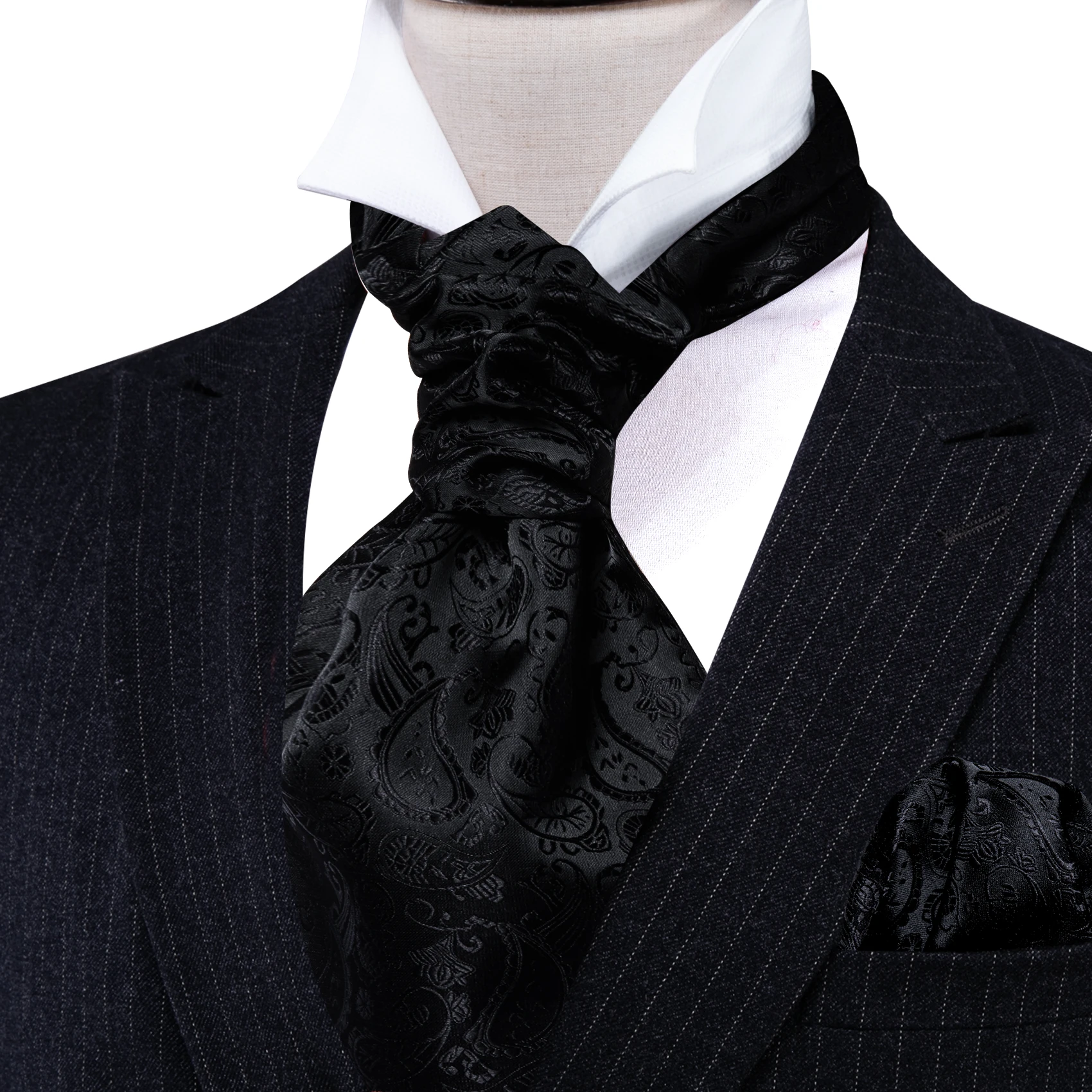 Barry.Wang Mode Männer Ascot Paisley Floral Solide Blau Grün Lila Krawatte Krawatte Scrunch Selbst Britischen Set Formale Hochzeit Party – Detail 8