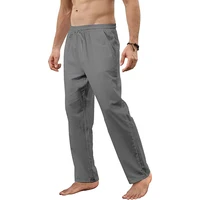Pantalon en coton et lin pour hommes, ample, respirant, décontracté, couleur unie, Long, grande taille, Streetwear, Fitness, léger, Yoga 5