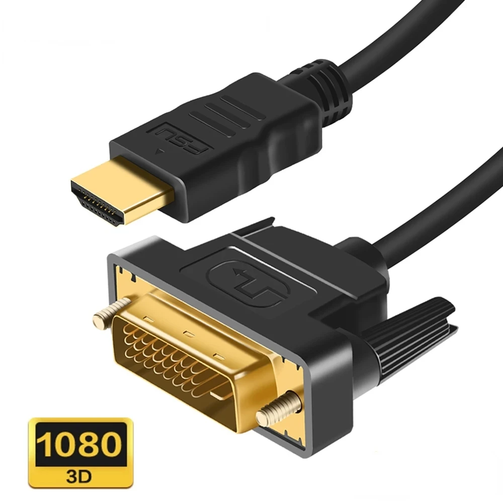 HDMI compatible to DVI Cable 1080P 3D Cable D 24 1 Pin Adapter Cables Gold Plated for TV BOX DVD 1 2M hdmi to dvi converter hdmi to dvi cable