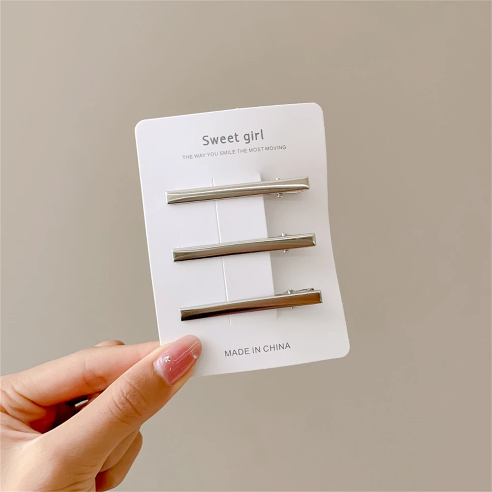3/6/9/12Pcs Girl Y2k Hair pins Silver Metal Duckbill Clip Women Hair Clips Side Bangs Female Ladies Barrettes Hair Accessories 4