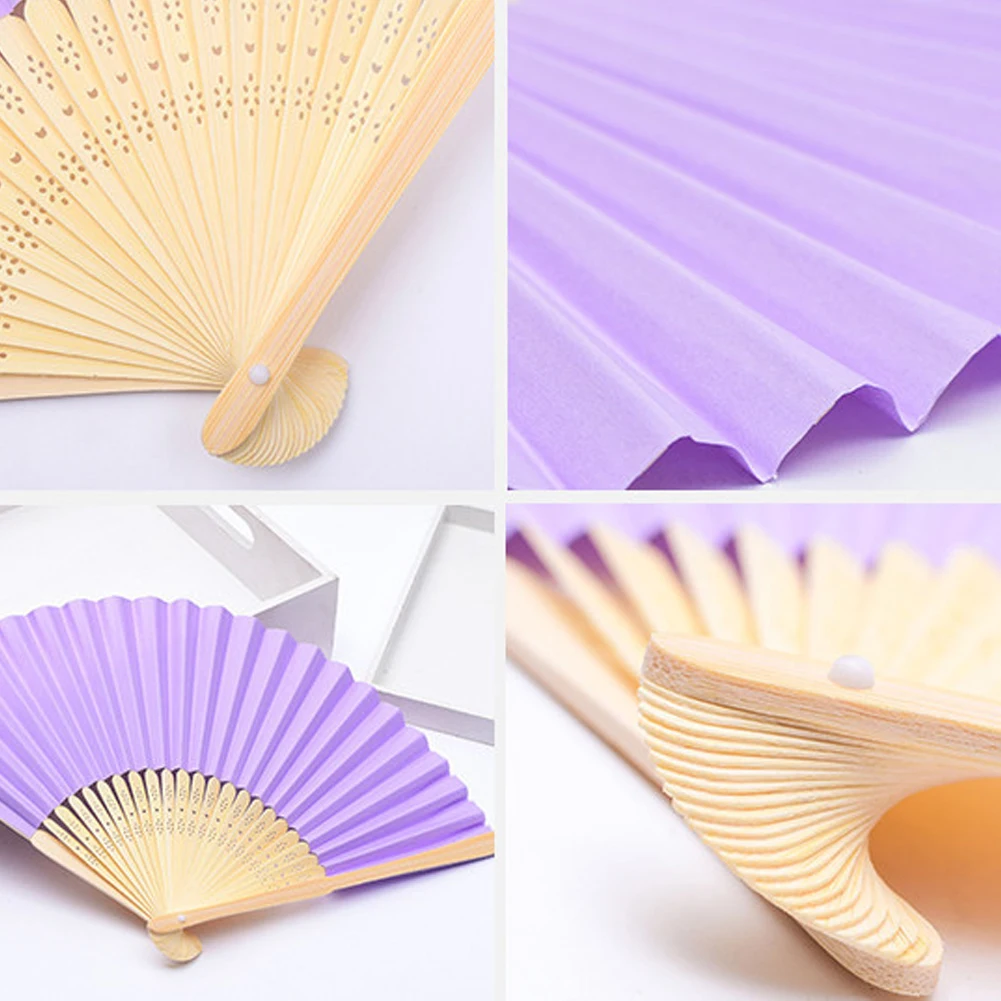 Folding Fan Bamboo Pure Color Blank Children's Painting